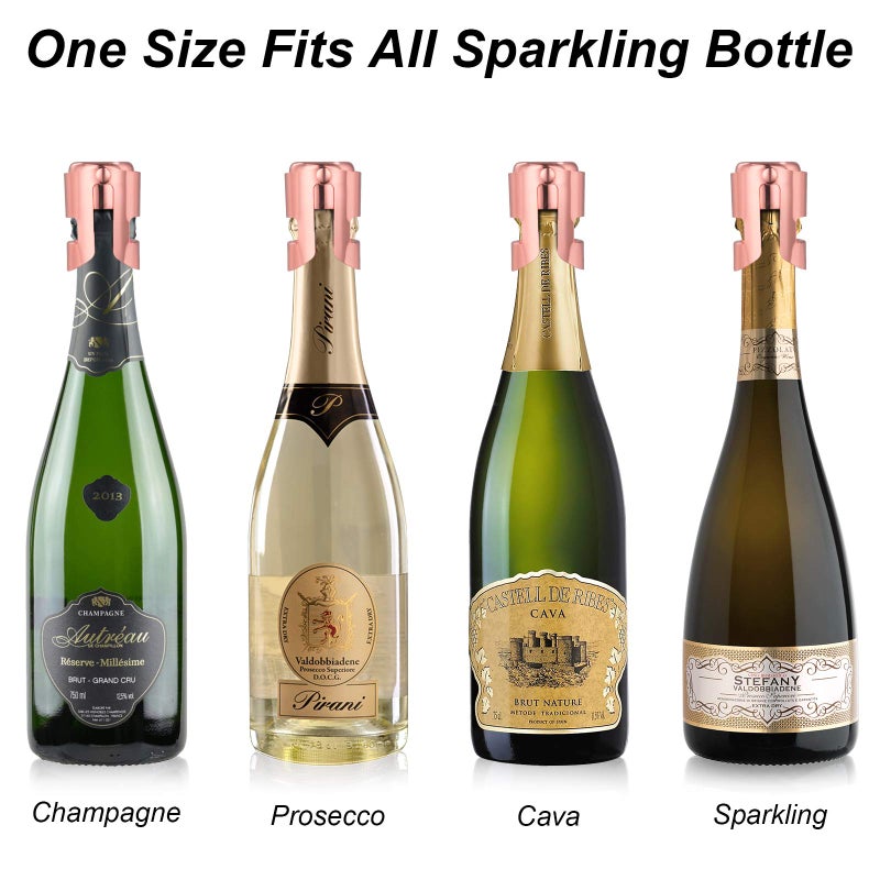 OWO Champagne Bottle Stoppers Stainless Steel, Reusable Champagne Cork & Saver Stopper, Leak Proof Prosecco & Sparkling Wine Plug, Bubble Retention Protection（Rosegold, 2 Pack） - Image 4